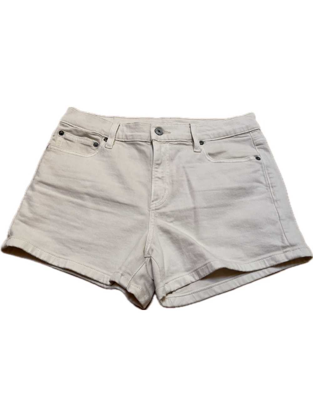 American Eagle Cream Denim Shorts - Classic High-Rise